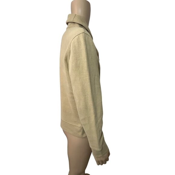 Nautica Men's Sweater Vtg Tan M  2-Button Cotton Shawl Collar Logo Long Sleeve - Picture 12 of 16